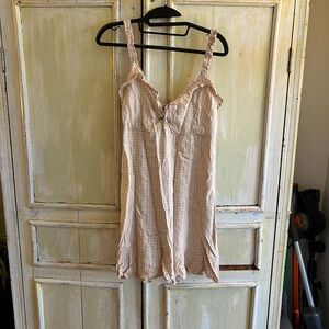 American Eagle Outfitters Beige Plaid Sundress